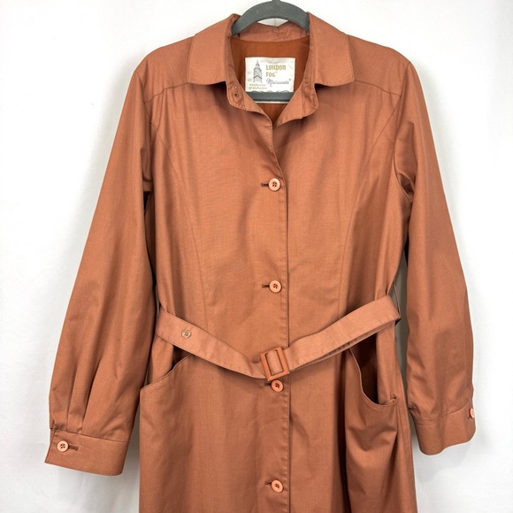 Vintage 80s London Fog Trench Coat Women’s Sz 12 Orange Fall Jacket Amish Style - Picture 2 of 12